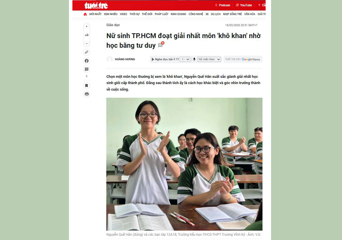 BẢN TIN TỪ  BÁO TUỔI TRẺ