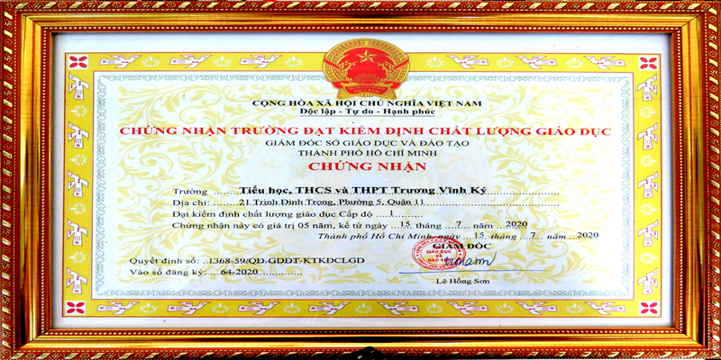 CÔNG NHẬN KIỂM ĐỊNH CHẤT LƯỢNG GIÁO DỤC CẤP ĐỘ 1